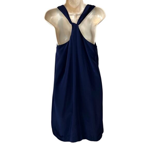 J.Crew Twist Back Criss Cross Silk Shift Dress in Night Shadow Blue Size Small - Picture 7 of 10